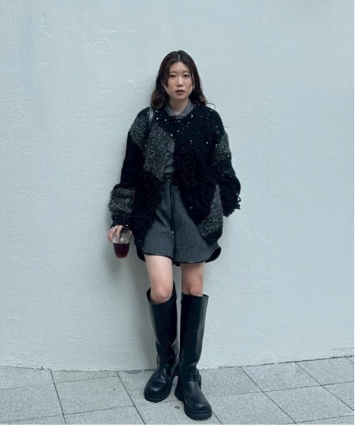 AMERI アメリ　パッチワークカーディガン Ameri（アメリ）の「UND MIX YARN PATCHWORK KNIT CARDIGAN