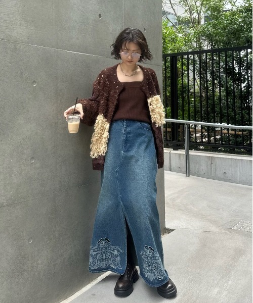 UND MIX YARN PATCHWORK KNIT CARDIGAN（カーディガン/ボレロ）｜Ameri