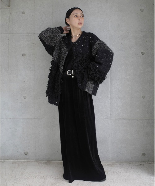 AMERI アメリ　パッチワークカーディガン Ameri（アメリ）の「UND MIX YARN PATCHWORK KNIT CARDIGAN