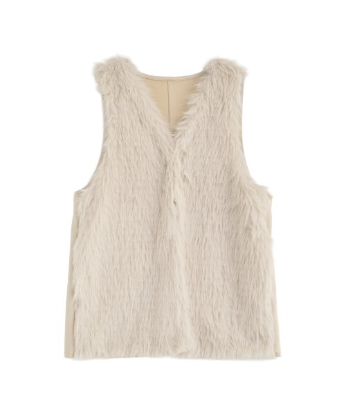 Re:EDIT（リエディ）の「フェイクファーベスト（ダウンベスト・レディース・モカ/アイボリー・MEDIUM/LARGE）」の16枚目の写真