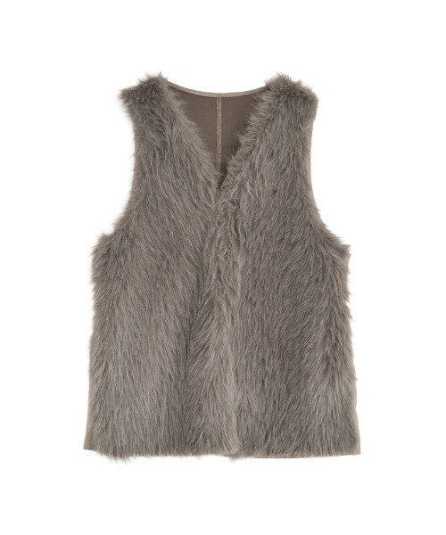 Re:EDIT（リエディ）の「フェイクファーベスト（ダウンベスト・レディース・モカ/アイボリー・MEDIUM/LARGE）」の17枚目の写真