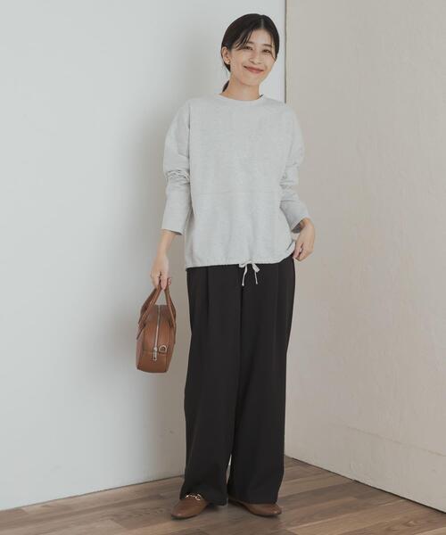 URBAN RESEARCH DOORS（アーバンリサーチドアーズ）の「ヘムドロストロングスリーブプルオーバー（Tシャツ/カットソー・レディース・チャコールグレー/オートミール/ライトカーキ・MEDIUM）」の12枚目の写真