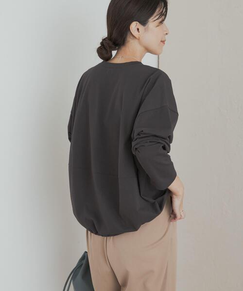 URBAN RESEARCH DOORS（アーバンリサーチドアーズ）の「ヘムドロストロングスリーブプルオーバー（Tシャツ/カットソー・レディース・チャコールグレー/オートミール/ライトカーキ・MEDIUM）」の5枚目の写真