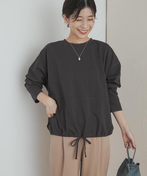 URBAN RESEARCH DOORS（アーバンリサーチドアーズ）の「ヘムドロストロングスリーブプルオーバー（Tシャツ/カットソー・レディース・チャコールグレー/オートミール/ライトカーキ・MEDIUM）」の6枚目の写真