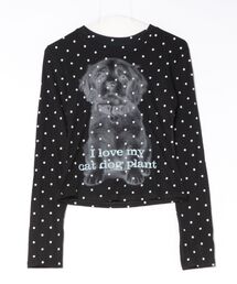 新色追加/ドットプリントドッグロングスリーブTシャツ