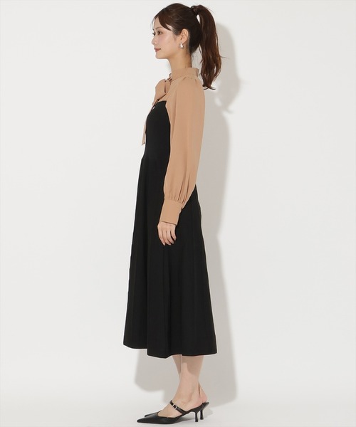 AND COUTURE(アンドクチュール)の「ボウタイ×ニットドッキングワンピース(ワンピース・レディース・ブラック/ダークブラウン・FREE)」の10枚目の写真