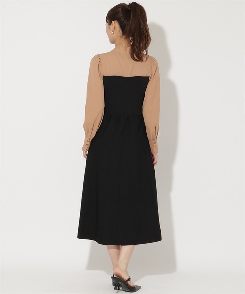 AND COUTURE(アンドクチュール)の「ボウタイ×ニットドッキングワンピース(ワンピース・レディース・ブラック/ダークブラウン・FREE)」の13枚目の写真