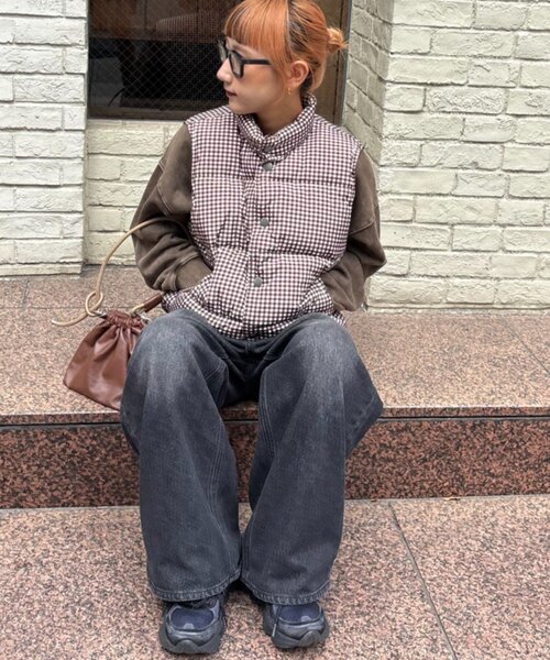 CIAOPANIC TYPY(チャオパニックティピー)の「【UNISEX】ギンガムチェック中綿ベスト(ベスト・レディース・ネイビー/レッド/ブラウン・MEDIUM/LARGE)」の18枚目の写真