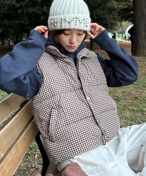 CIAOPANIC TYPY(チャオパニックティピー)の「【UNISEX】ギンガムチェック中綿ベスト(ベスト・レディース・ネイビー/レッド/ブラウン・MEDIUM/LARGE)」の11枚目の写真