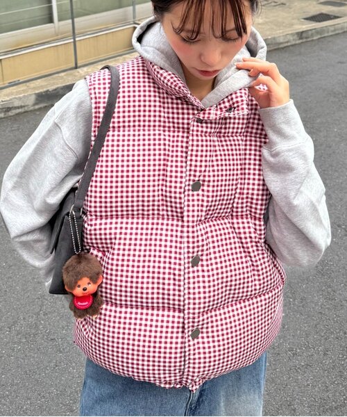 CIAOPANIC TYPY(チャオパニックティピー)の「【UNISEX】ギンガムチェック中綿ベスト(ベスト・レディース・ネイビー/レッド/ブラウン・MEDIUM/LARGE)」の10枚目の写真