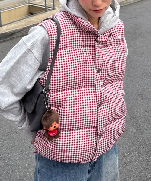 CIAOPANIC TYPY(チャオパニックティピー)の「【UNISEX】ギンガムチェック中綿ベスト(ベスト・レディース・ネイビー/レッド/ブラウン・MEDIUM/LARGE)」の4枚目の写真