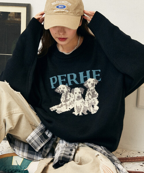 セール】PUBLUX/パブリュクス ダルメシアン ドッグデザイン ジャガード