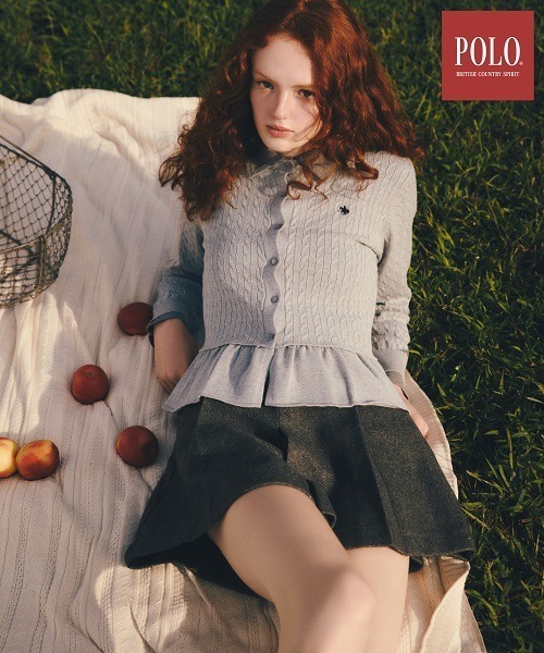新品未開封　POLO BCS(ポロ・ビーシーエス)フリルヘムニットカーディガン Heather（ヘザー）の「【POLO BCS(ポロ・ビーシーエス)】フリルヘム
