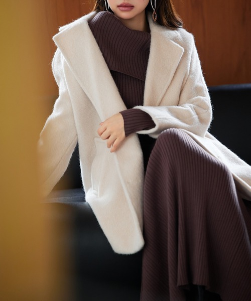 セール】ダブルブレストテーラードウールライクジャケット/コート