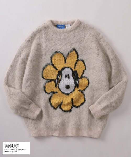 【72】【PEANUTS/ピーナッツ】フラワーモチーフ シャギーニット