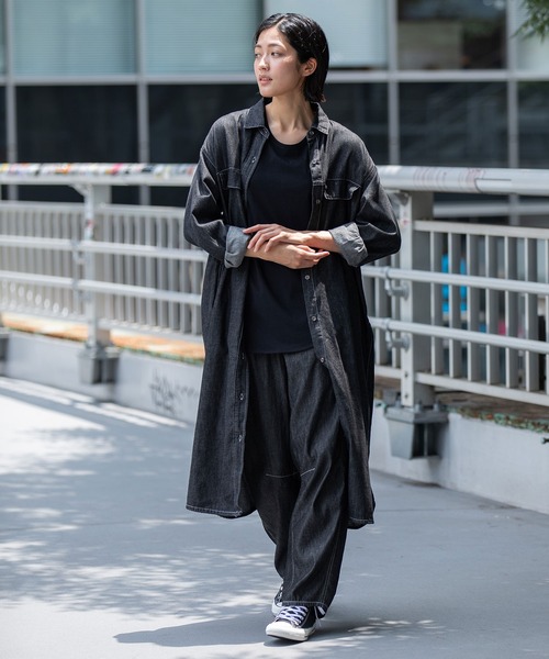 Munich（ミューニック）の「6ozスラブデニムシャツワンピース/ライトアウター（ワンピース・レディース・インディゴブルー/ライトグレー/ブラック・FREE）」の2枚目の写真