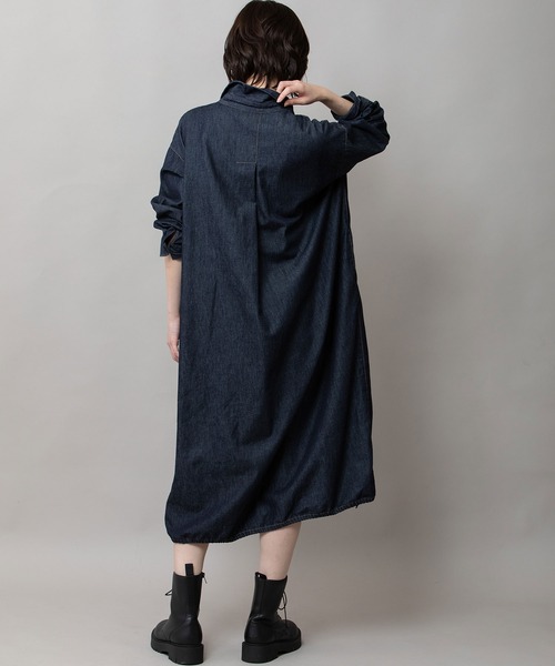 Munich（ミューニック）の「6ozスラブデニムシャツワンピース/ライトアウター（ワンピース・レディース・インディゴブルー/ライトグレー/ブラック・FREE）」の5枚目の写真