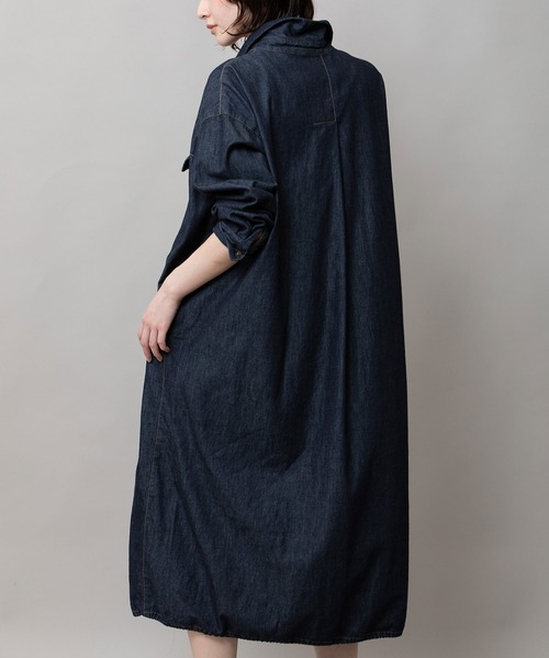 Munich（ミューニック）の「6ozスラブデニムシャツワンピース/ライトアウター（ワンピース・レディース・インディゴブルー/ライトグレー/ブラック・FREE）」の8枚目の写真