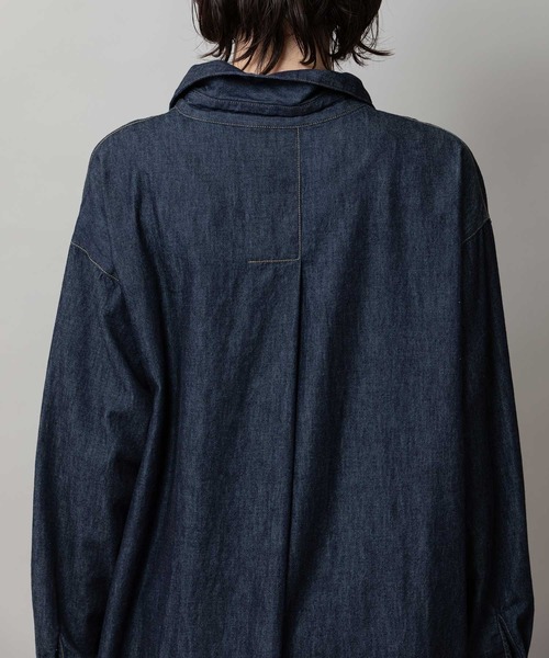 Munich（ミューニック）の「6ozスラブデニムシャツワンピース/ライトアウター（ワンピース・レディース・インディゴブルー/ライトグレー/ブラック・FREE）」の12枚目の写真