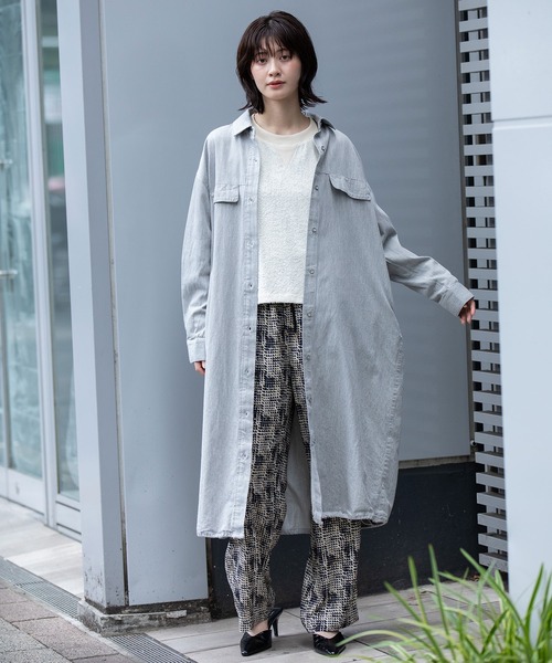 Munich（ミューニック）の「6ozスラブデニムシャツワンピース/ライトアウター（ワンピース・レディース・インディゴブルー/ライトグレー/ブラック・FREE）」の17枚目の写真