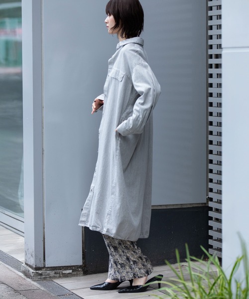 Munich（ミューニック）の「6ozスラブデニムシャツワンピース/ライトアウター（ワンピース・レディース・インディゴブルー/ライトグレー/ブラック・FREE）」の18枚目の写真
