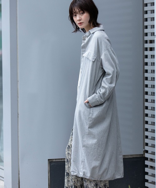 Munich（ミューニック）の「6ozスラブデニムシャツワンピース/ライトアウター（ワンピース・レディース・インディゴブルー/ライトグレー/ブラック・FREE）」の21枚目の写真
