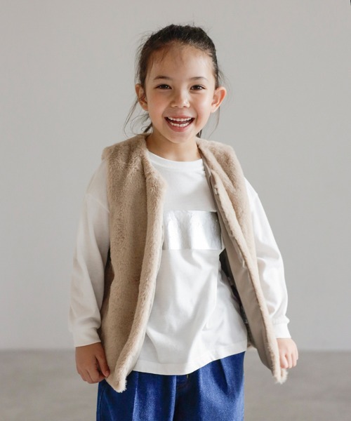 セール】【3-10才対応】フェイクファーベスト（ベスト