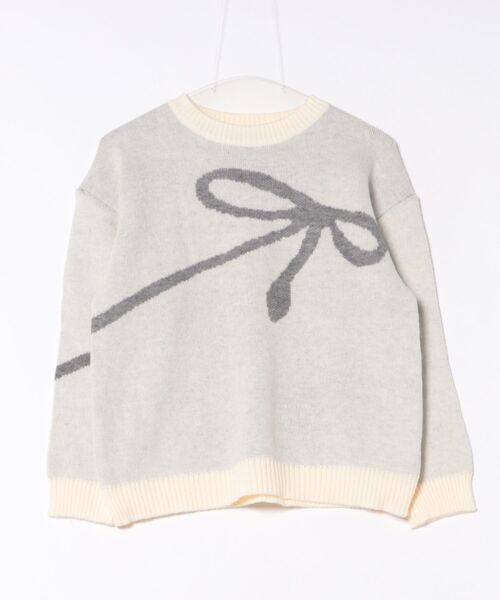 STYLEBLOCK(スタイルブロック)の「リボンプリントニット(ニット/セーター・レディース・ブラック/グレー/ベージュ系その他・FREE)」の3枚目の写真