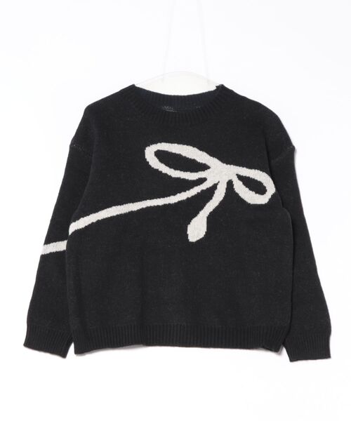 STYLEBLOCK(スタイルブロック)の「リボンプリントニット(ニット/セーター・レディース・ブラック/グレー/ベージュ系その他・FREE)」の1枚目の写真