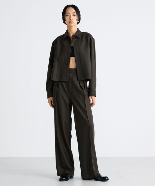 EDITION（エディション）の「ウールメルトンポプリン クロップドシャツ（シャツ/ブラウス・レディース・ブラック系その他/ダークブラウン・36/34）」の3枚目の写真