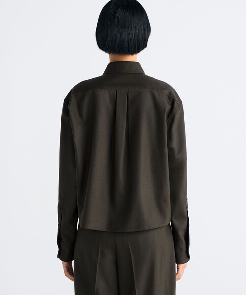 EDITION（エディション）の「ウールメルトンポプリン クロップドシャツ（シャツ/ブラウス・レディース・ブラック系その他/ダークブラウン・36/34）」の6枚目の写真