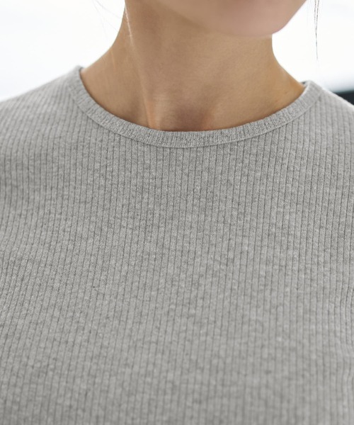 STYLE DELI（スタイルデリ）の「中太リブBASIC長袖カットソートップス（Tシャツ/カットソー・レディース・ホワイト/ブラック/ライトグレー/ネイビー・MEDIUM）」の7枚目の写真