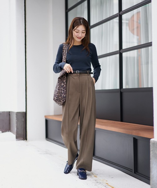 STYLE DELI（スタイルデリ）の「中太リブBASIC長袖カットソートップス（Tシャツ/カットソー・レディース・ホワイト/ブラック/ライトグレー/ネイビー・MEDIUM）」の16枚目の写真