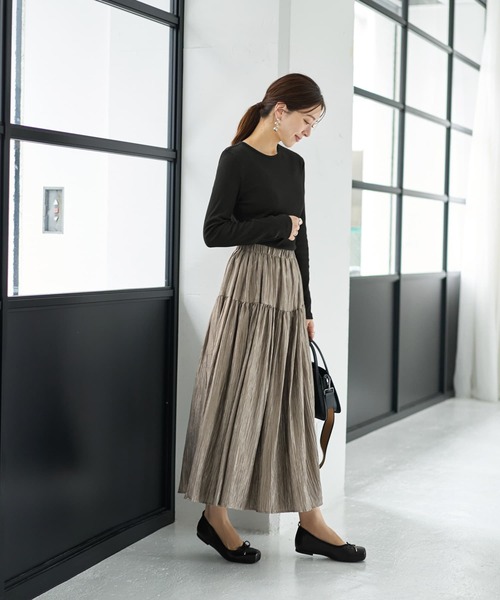 STYLE DELI（スタイルデリ）の「中太リブBASIC長袖カットソートップス（Tシャツ/カットソー・レディース・ホワイト/ブラック/ライトグレー/ネイビー・MEDIUM）」の21枚目の写真