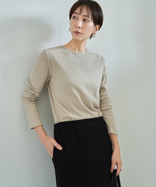 STYLE DELI(スタイルデリ)の「中太リブBASIC長袖カットソートップス(Tシャツ/カットソー・レディース・ホワイト/ブラック/ライトグレー/ネイビー・MEDIUM)」の21枚目の写真