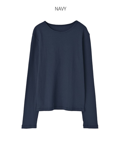 STYLE DELI(スタイルデリ)の「中太リブBASIC長袖カットソートップス(Tシャツ/カットソー・レディース・ホワイト/ブラック/ライトグレー/ネイビー・MEDIUM)」の18枚目の写真