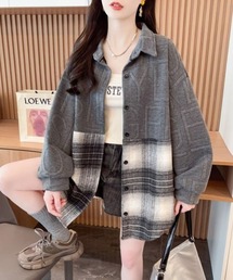 異素材ドッキングビッグシャツ