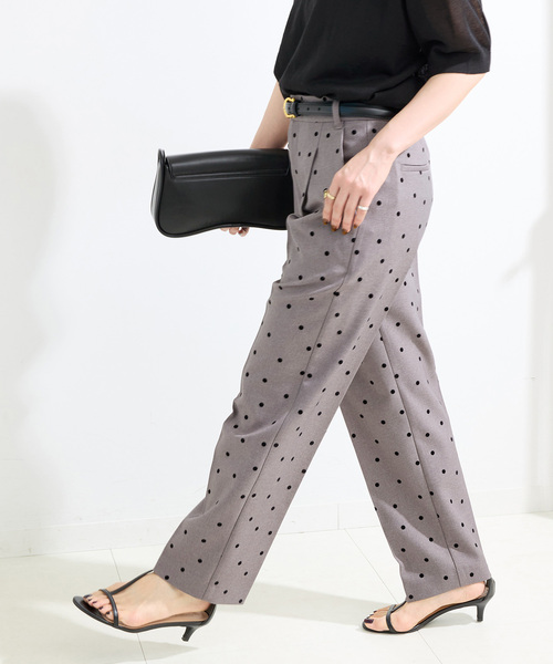 B.C STOCK（ベーセーストック）の「《追加》手洗い可 / ドットフロッキースティックパンツ（スラックス・レディース・ブラック/チャコールグレー・SMALL/MEDIUM）」の2枚目の写真