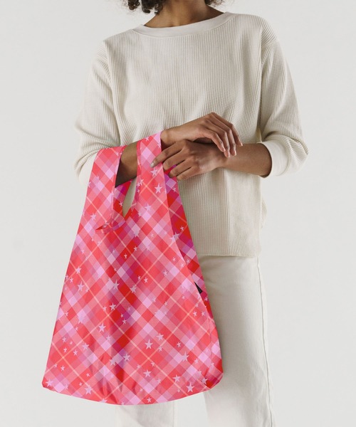 BAGGU(バグー)の「STANDARD BAGGU 606.ピンクスターチェック(エコバッグ/サブバッグ・レディース・ピンク・FREE)」の1枚目の写真