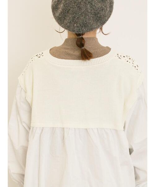 Samansa Mos2（サマンサ モスモス）の「花柄ニット+布帛切替チュニック（ニット/セーター・レディース・モカ/オレンジ/キナリ/ブラック/カーキ・F）」の12枚目の写真