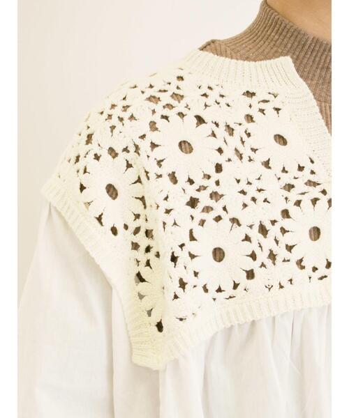 Samansa Mos2（サマンサ モスモス）の「花柄ニット+布帛切替チュニック（ニット/セーター・レディース・モカ/オレンジ/キナリ/ブラック/カーキ・F）」の13枚目の写真