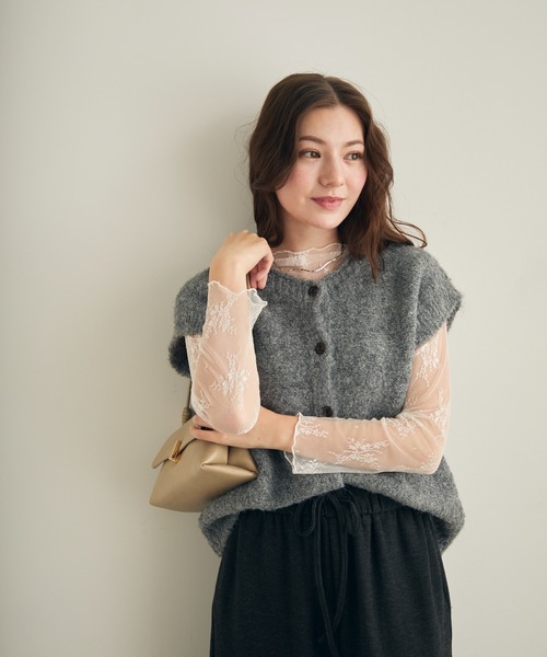 Lunea（ルネア）の「ミックスカラーニットベスト（ベスト・レディース・オリーブ/グレー・FREE）」の13枚目の写真