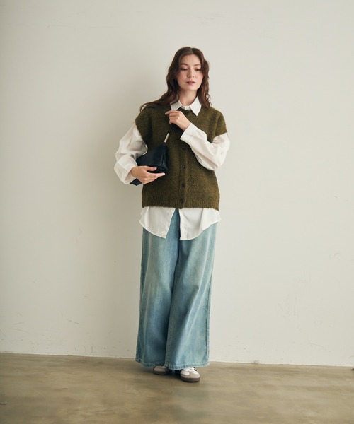 Lunea（ルネア）の「ミックスカラーニットベスト（ベスト・レディース・オリーブ/グレー・FREE）」の14枚目の写真