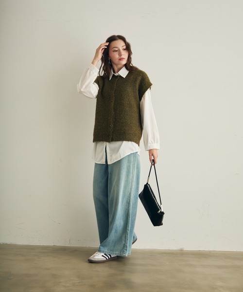 Lunea（ルネア）の「ミックスカラーニットベスト（ベスト・レディース・オリーブ/グレー・FREE）」の16枚目の写真