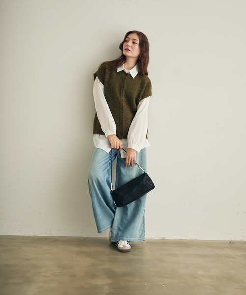 Lunea（ルネア）の「ミックスカラーニットベスト（ベスト・レディース・オリーブ/グレー・FREE）」の17枚目の写真