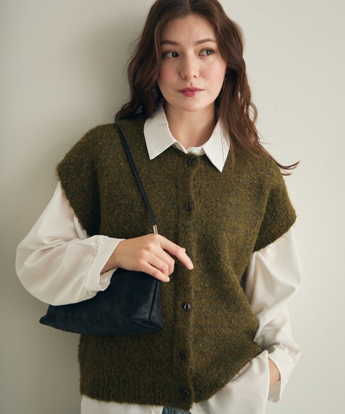 Lunea（ルネア）の「ミックスカラーニットベスト（ベスト・レディース・オリーブ/グレー・FREE）」の6枚目の写真