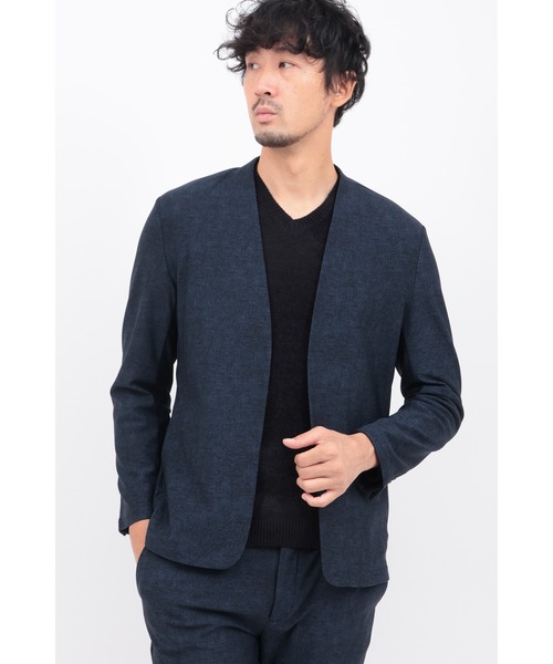 24AW★ HIGH STREET ハイストリート 秋冬★ ヒートパフォーマー ノーカラー ジャケット&パンツ セットアップ Sz.M　メンズ ﾋｰﾄﾊﾟﾌｫｰﾏｰﾉｰｶﾗｰJK（ノーカラージャケット）｜HIGH STREET（ハイ