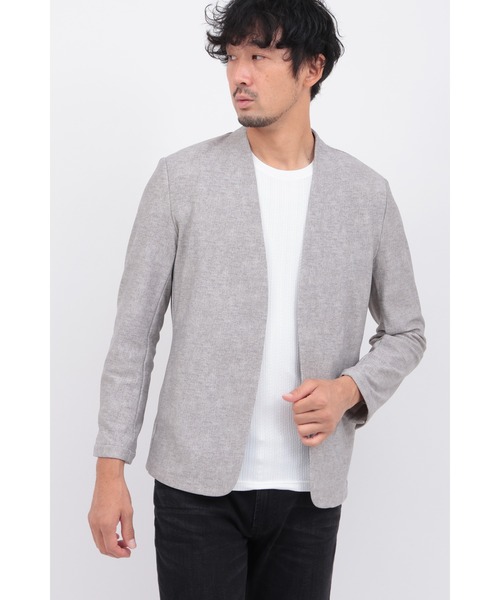 HIGH STREET(ハイストリート)の「ヒートパフォーマーノーカラーJK(ノーカラージャケット・メンズ・ブラック/グレー/ネイビー・MEDIUM/LARGE/LL)」の2枚目の写真