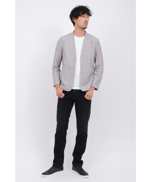 HIGH STREET(ハイストリート)の「ヒートパフォーマーノーカラーJK(ノーカラージャケット・メンズ・ブラック/グレー/ネイビー・MEDIUM/LARGE/LL)」の5枚目の写真