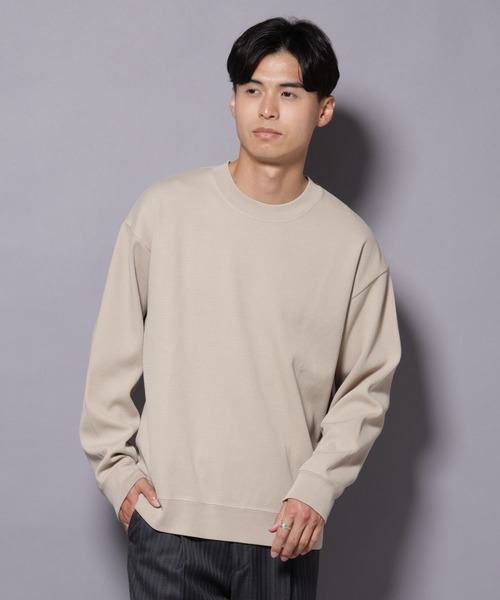 NANO universe（ナノユニバース）の「コットンガーメントダイサーマルクルーネックプルオーバー（Tシャツ/カットソー・メンズ・ベージュ/ブラック/チャコール/ブラウン・M/L）」の4枚目の写真